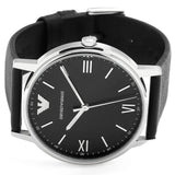 Emporio Armani Kappa Analog Quartz Black Dial Black Leather Strap Watch For Men - AR11013