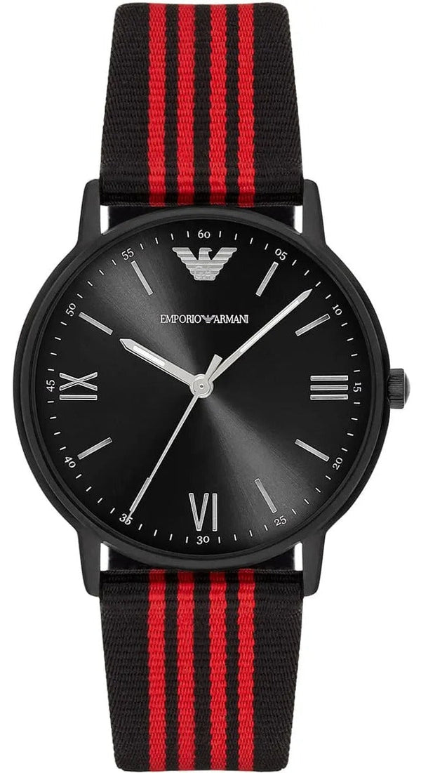 Shop Emporio Armani Kappa Black Dial Two Tone NATO Strap Watch For Men - AR11015 in USA
