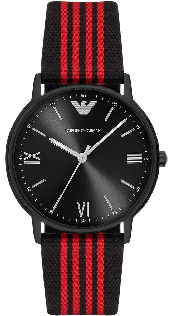 Shop Emporio Armani Kappa Black Dial Two Tone NATO Strap Watch For Men - AR11015 in USA