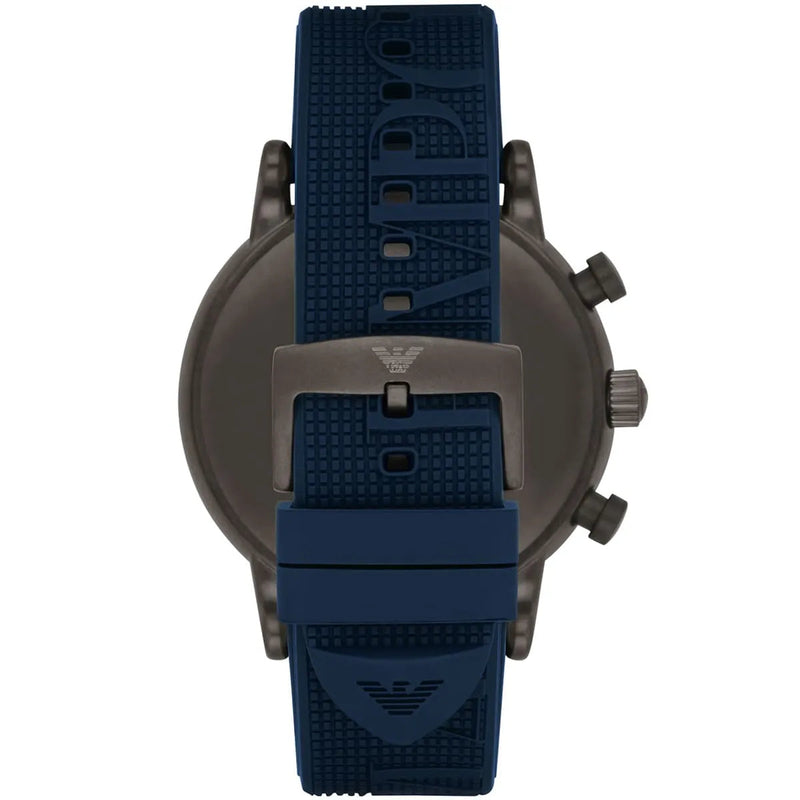 Emporio Armani Luigi Chronograph Black Dial Blue Rubber Strap Watch For Men - AR11023 Buy Now By Emporio Armani