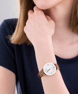 Emporio Armani Gianni T Bar Quartz Mother of Pearl White Dial Brown Leather Strap Watch For Women - AR11040 Buy Now By Emporio Armani