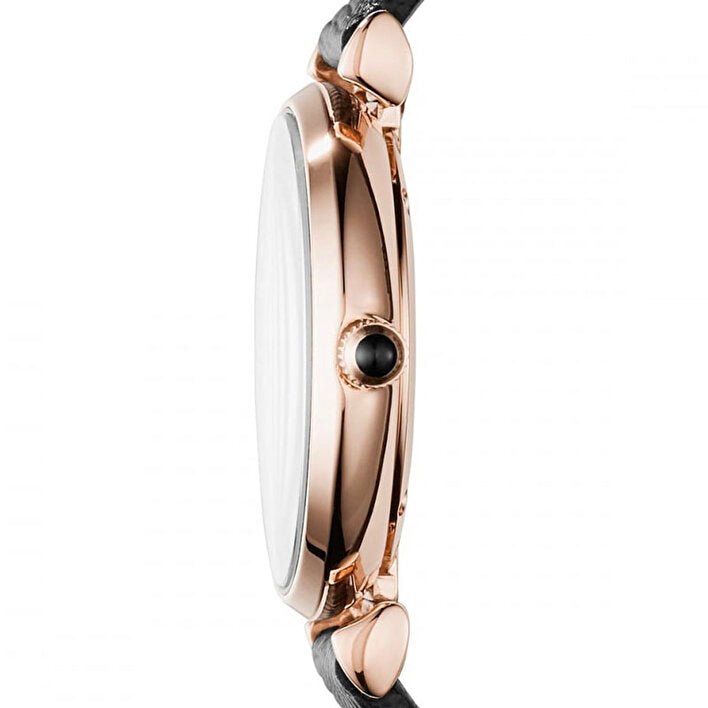 Emporio Armani Gianni T Bar Black Mother of Pearl Dial Black Leather Strap Watch For Women - AR11060 Buy Now By Emporio Armani