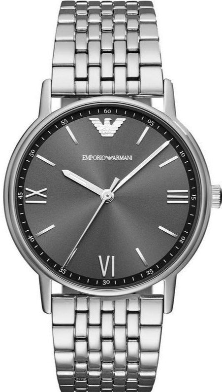 Shop Emporio Armani Kappa Quartz Grey Dial Silver Mesh Bracelet Watch For Men - AR11068 in USA