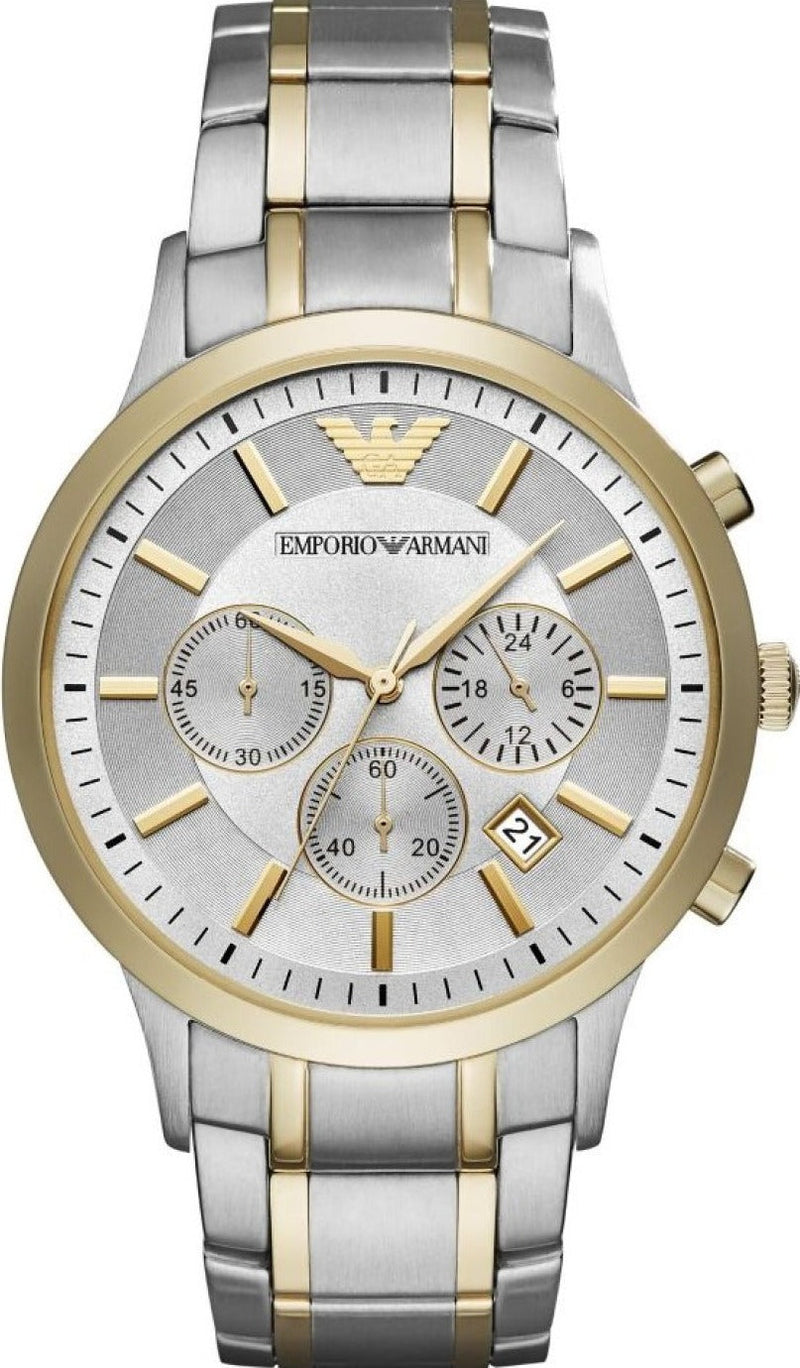 Emporio Armani Renato Chronograph Quartz Silver Dial Two Tone Steel Strap Watch For Men - AR11076 Buy Now By Emporio Armani