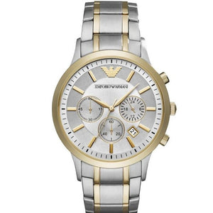 Emporio Armani Renato Chronograph Silver Dial Two Tone Steel Strap Watch For Men - AR11076