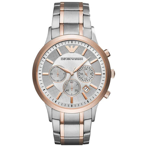 Emporio Armani Renato Chronograph Quartz Silver Dial Two Tone Steel Strap Watch For Men - AR11076 Buy Now By Emporio Armani