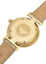 Emporio Armani Gianni T Bar Analog Silver Dial Beige Leather Strap Watch For Women - AR11127 Buy Now By Emporio Armani