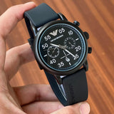 Emporio Armani Luigi Chronograph Black Dial Black Leather Strap Watch For Men - AR11133 Buy Now By Emporio Armani