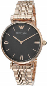 Emporio Armani Gianni T-Bar Black Dial Rose Gold Strap Watch For Women - AR11145 Buy Now By Emporio Armani