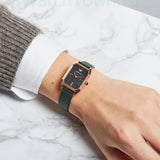 Emporio Armani Gioia Analog Black Mother of Pearl Dial Green Leather Strap Watch For Women - AR11149