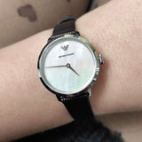 Emporio Armani Modern White Dial Black Leather Strap Watch For Women - AR11159 Buy Now By Emporio Armani