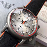 Emporio Armani Chronograph Quartz Grey Dial Black Leather Strap Watch For Men - AR11174 Buy Now By Emporio Armani