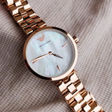 Emporio Armani Arianna Analog Mother of Pearl Dial Rose Gold Steel Strap Watch For Women - AR11196 Buy Now By Emporio Armani