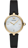 Emporio Armani Arianna Analog Silver Dial Black Leather Strap Watch For Women - AR11200