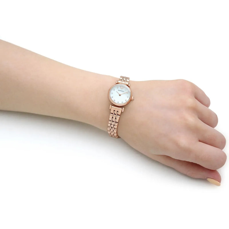 Emporio Armani Gianni T-Bar Mother of Pearl Dial Rose Gold Steel Strap Watch For Women - AR11203 Buy Now By Emporio Armani