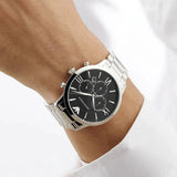 Emporio Armani Giovanni Chronograph Black Dial Silver Steel Strap Watch For Men - AR11208 Buy Now By Emporio Armani
