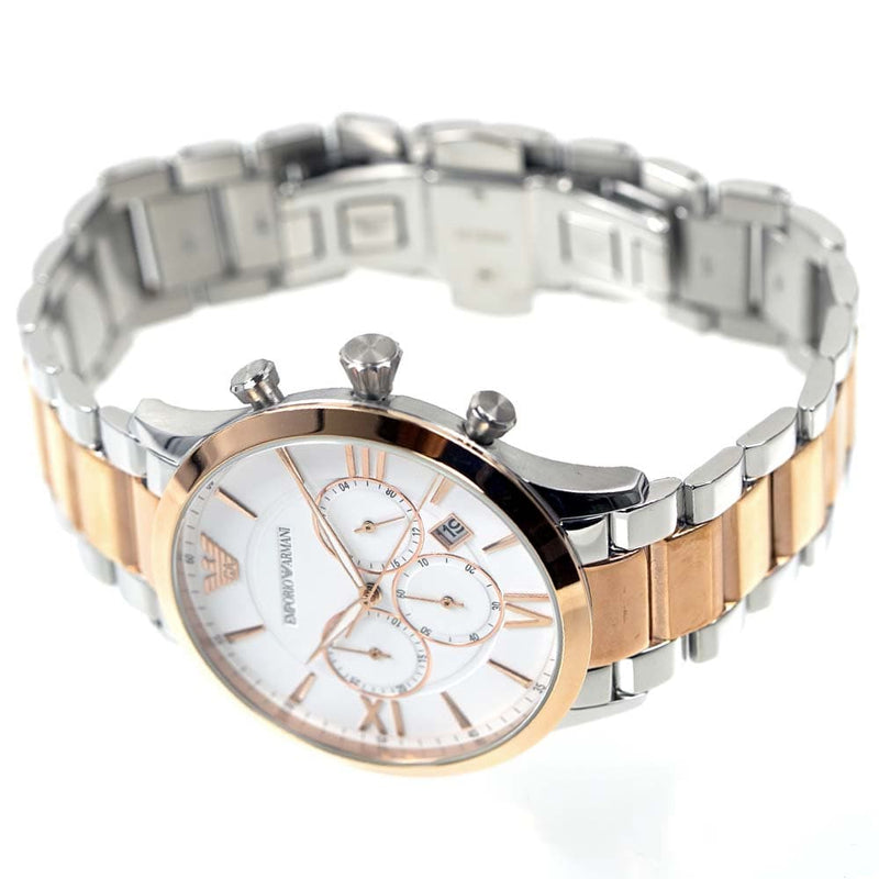 Emporio Armani Giovanni Chronograph Quartz White Dial Two Tone Steel Strap Watch For Men - AR11209 Buy Now By Emporio Armani