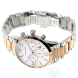 Emporio Armani Giovanni Chronograph Quartz White Dial Two Tone Steel Strap Watch For Men - AR11209