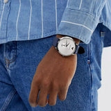 Emporio Armani Modern Slim Analog Silver Dial Blue Leather Strap Watch For Men - AR11214 Buy Now By Emporio Armani