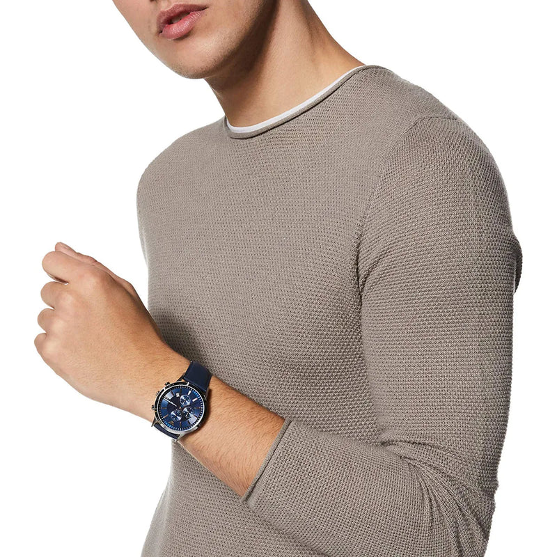 Emporio Armani Renato Chronograph Blue Dial Black Leather Strap Watch For Men - AR11216 Buy Now By Emporio Armani