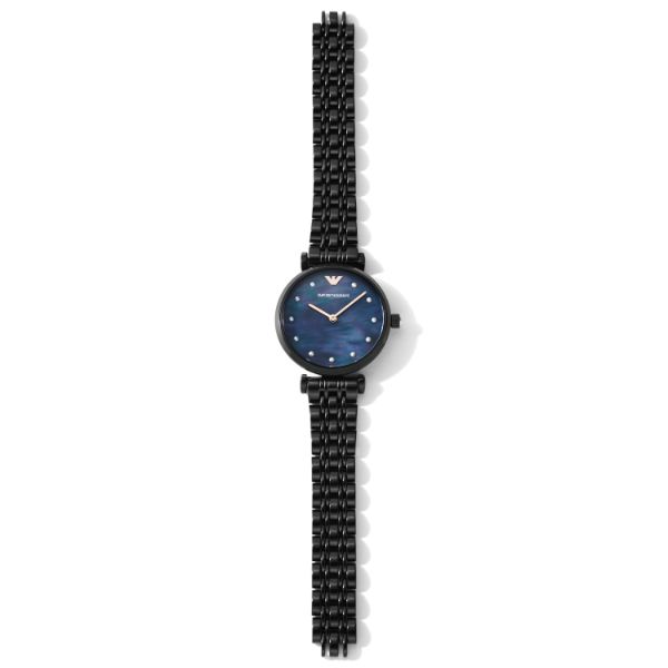 Emporio Armani Gianni T-Bar Quartz Black Mother of Pearl Dial Black Steel Strap Watch For Women - AR11268 Buy Now By Emporio Armani