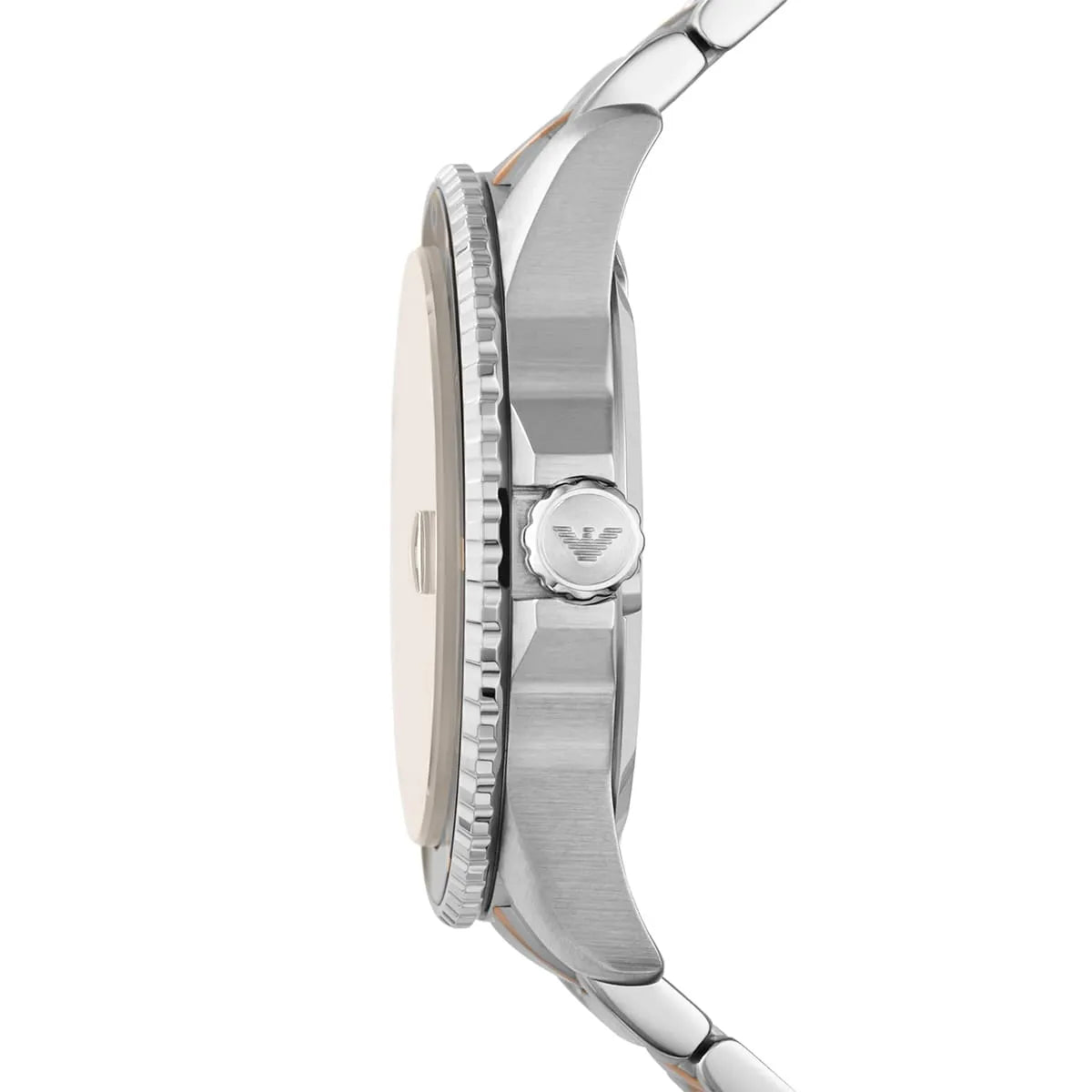 Emporio Armani Diver Quartz Brown Dial Two Tone Steel Strap Watch For Men - AR11340