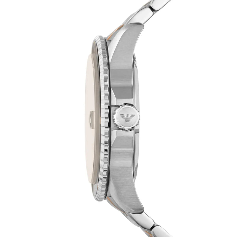 Emporio Armani Diver Quartz Brown Dial Two Tone Steel Strap Watch For Men - AR11340 Buy Now By Emporio Armani