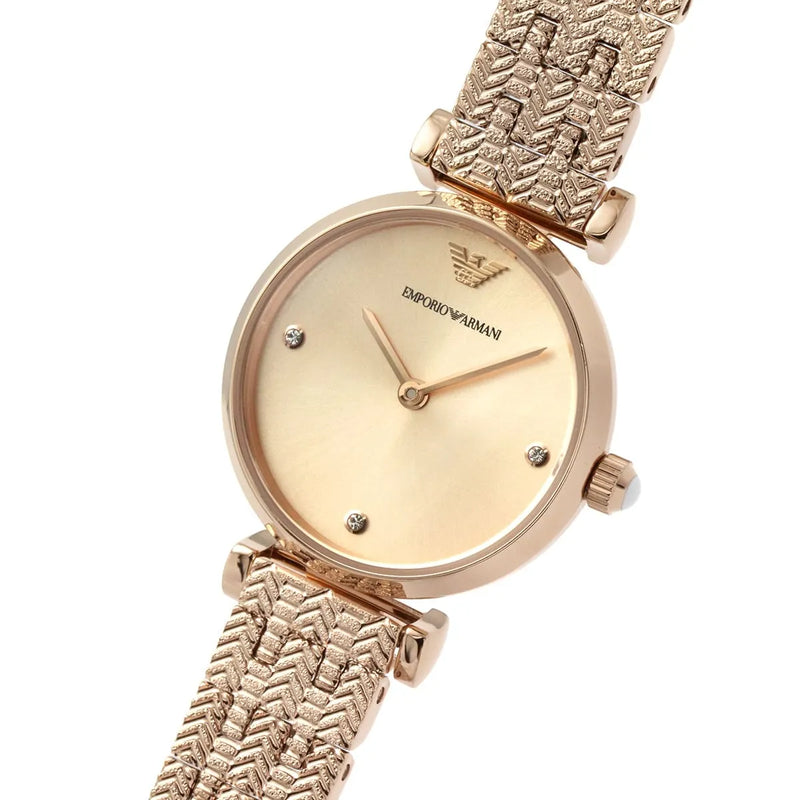 Emporio Armani Gianni T Bar Quartz Rose Gold Dial Rose Gold Steel Strap Watch For Women - AR11342 Buy Now By Emporio Armani