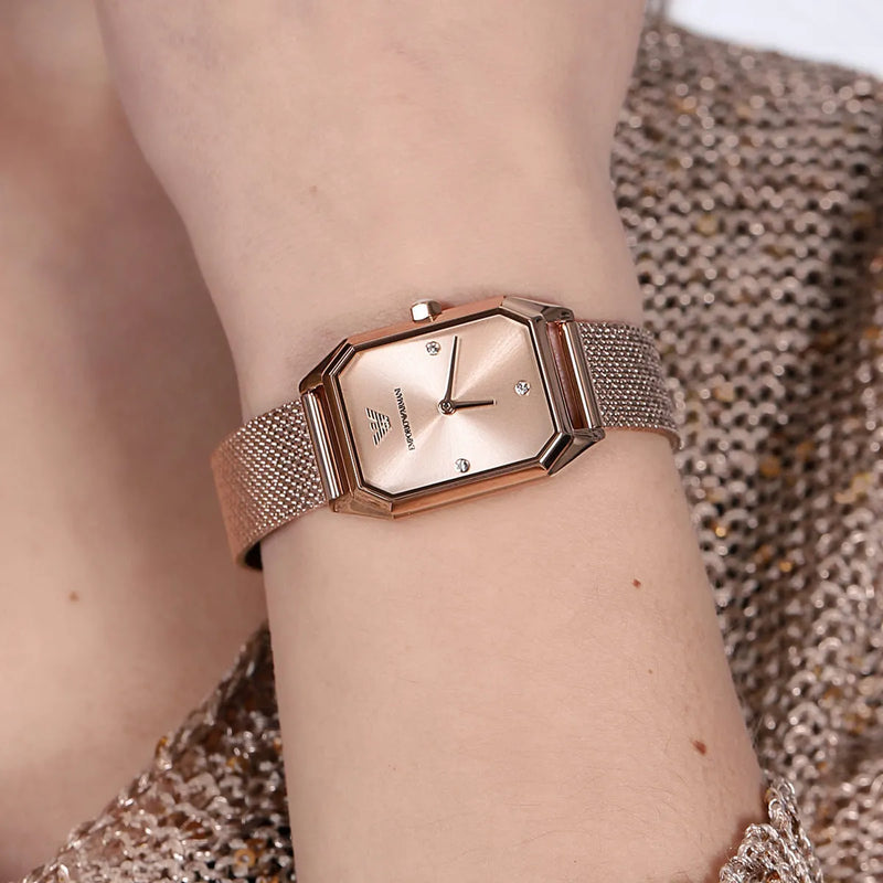 Emporio Armani Joy Quartz Rose Gold Dial Rose Gold Mesh Bracelet Watch For Women - AR11347 Buy Now By Emporio Armani