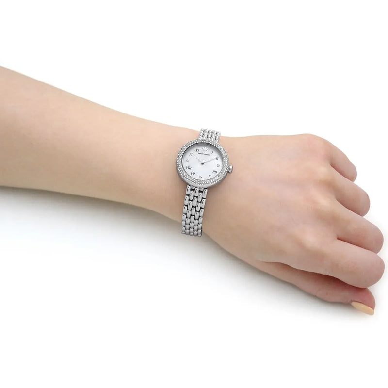 Emporio Armani Rosa Quartz White Dial Silver Steel Strap Watch For Women - AR11354 Buy Now By Emporio Armani