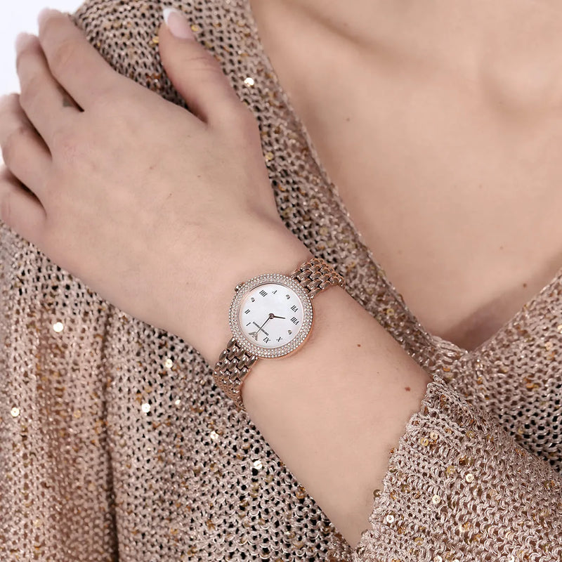 Emporio Armani Rosa Quartz Mother of Pearl White Dial Rose Gold Steel Strap Watch For Women - AR11355 Buy Now By Emporio Armani