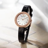 Emporio Armani Rosa Quartz Mother Of Pearl White Dial Black Leather Strap Watch For Women - AR11356