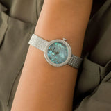 Emporio Armani Rosa Diamonds Mother of Pearl Blue Dial Silver Mesh Bracelet Watch For Women - AR11380 Buy Now By Emporio Armani