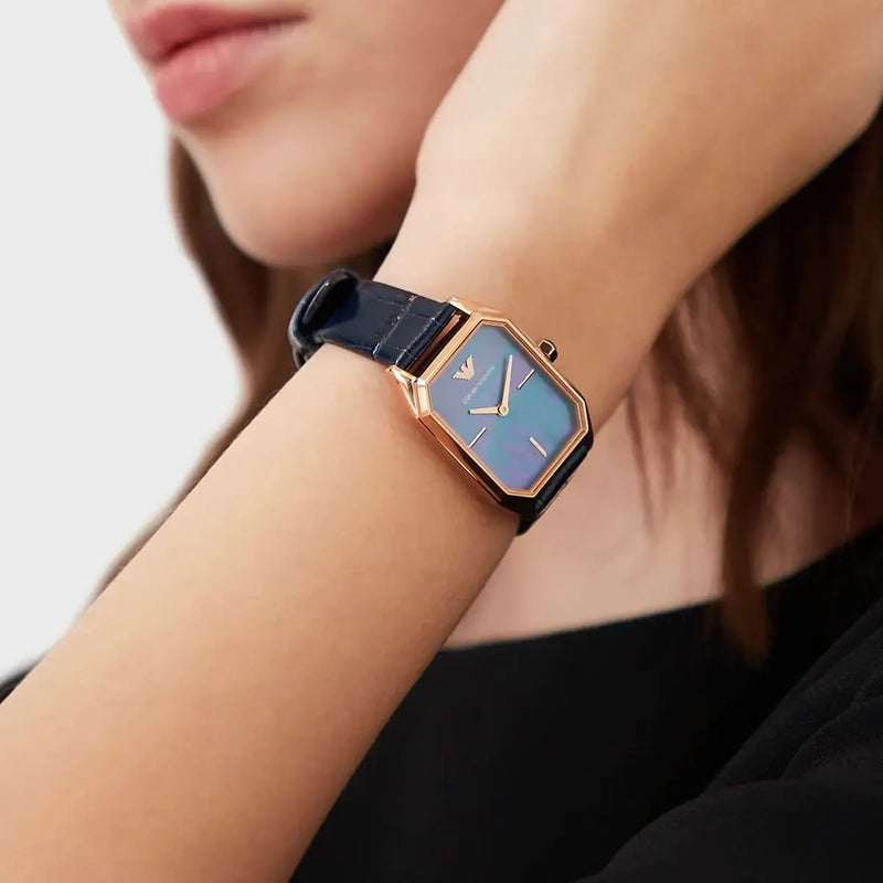 Emporio Armani Gioia Quartz Mother of Pearl Blue Dial Blue Leather Strap Watch For Women - AR11426 Buy Now By Emporio Armani