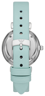 Emporio Armani Gianni T Bar Analog Crystals Silver Dial Blue Leather Strap Watch For Women - AR11443 Buy Now By Emporio Armani