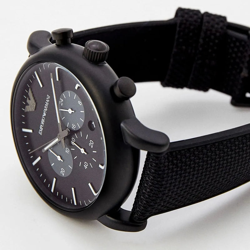 Emporio Armani Luigi Analog Black Dial Black Leather Strap Watch For Men - AR11450 Buy Now By Emporio Armani