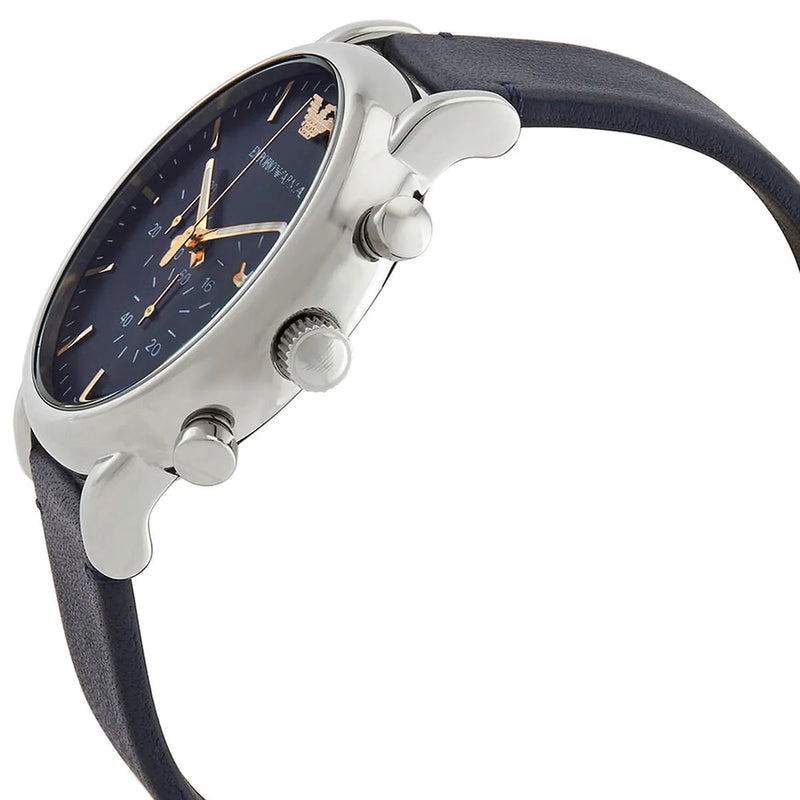 Emporio Armani Luigi Chronograph Blue Dial Blue Leather Strap Watch For Men - AR11451 Buy Now By Emporio Armani
