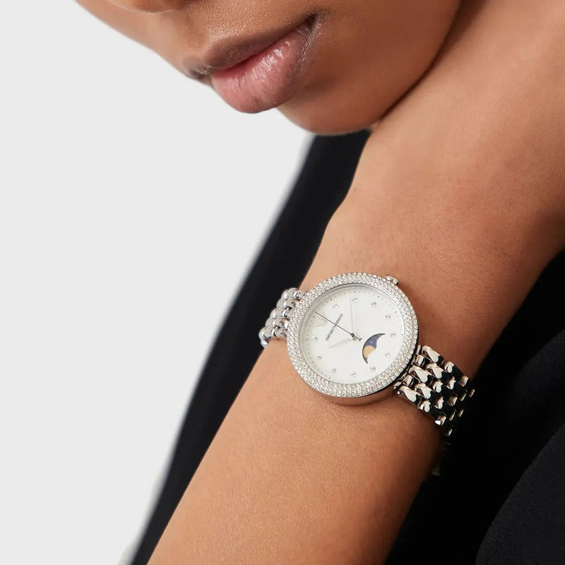 Emporio Armani Rosa Quartz Mother of Pearl Dial Silver Steel Strap Watch For Women - AR11461 Buy Now By Emporio Armani