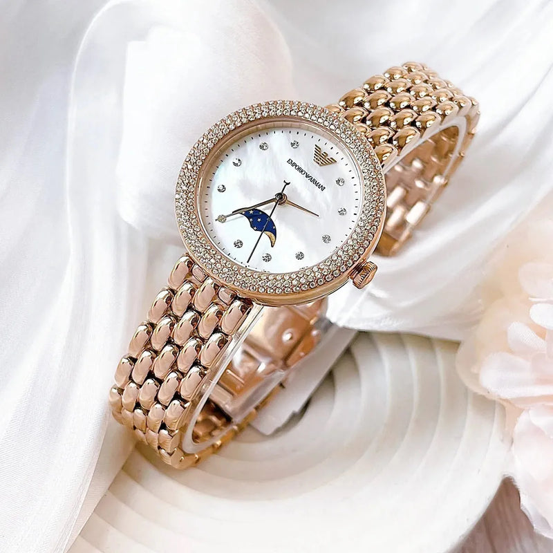 Emporio Armani Rosa Mother of Pearl Dial Rose Gold Steel Strap Watch For Women - AR11462 Buy Now By Emporio Armani