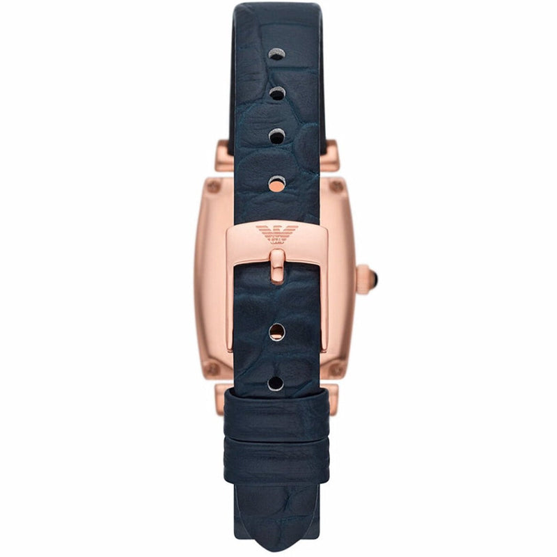 Emporio Armani Gianni T Bar Crystals Silver Dial Blue Leather Strap Watch For Women - AR11469 Buy Now By Emporio Armani