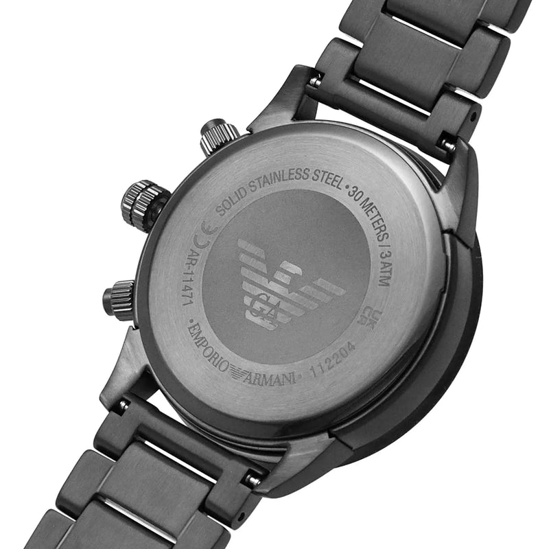 Emporio Armani Mario Chronograph White Dial Black Steel Strap Watch For Men - AR11471 Buy Now By Emporio Armani