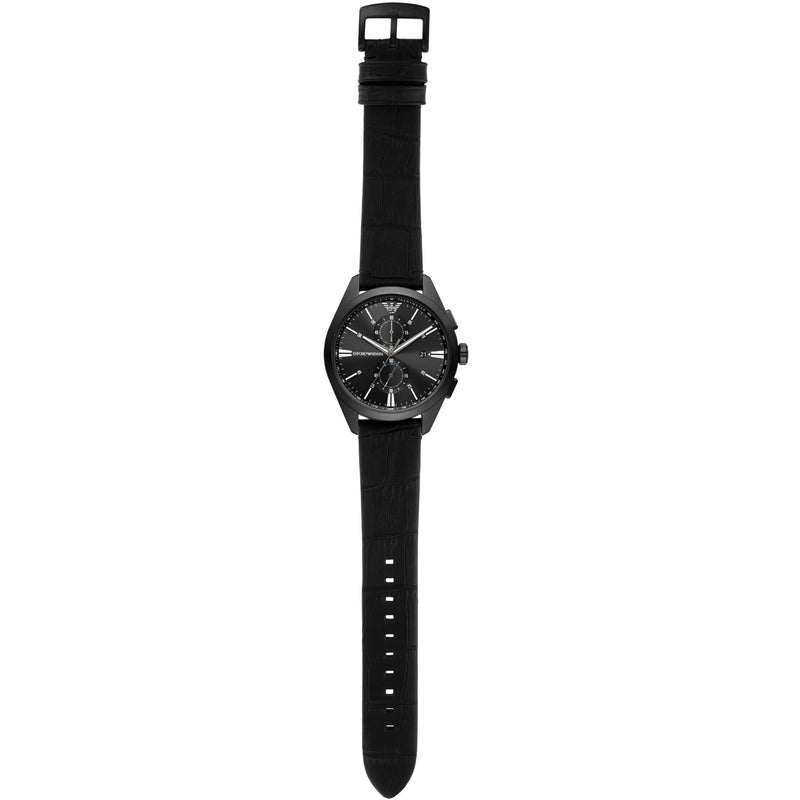 Emporio Armani Claudio Chronograph Black Dial Black Leather Strap Watch For Men - AR11483 Buy Now By Emporio Armani