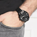 Emporio Armani Claudio Chronograph Black Dial Black Leather Strap Watch For Men - AR11483 Buy Now By Emporio Armani