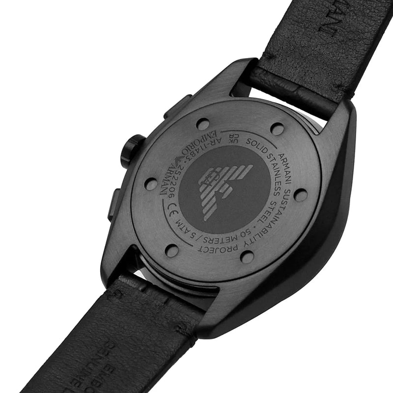 Emporio Armani Claudio Chronograph Black Dial Black Leather Strap Watch For Men - AR11483 Buy Now By Emporio Armani