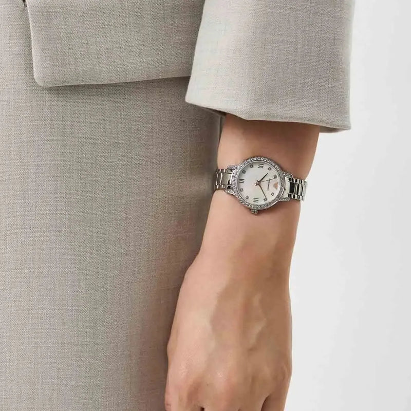 Emporio Armani Cleo Crystals Mother Of Pearl Dial Silver Steel Strap Watch For Women - AR11484 Buy Now By Emporio Armani