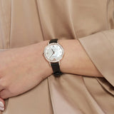 Emporio Armani Cleo Three-Hand Mother of Pearl Dial Black Leather Strap Watch For Women - AR11485 Buy Now By Emporio Armani