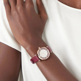 Emporio Armani Gianni T Bar Crystals Maroon Dial Maroon Leather Strap Watch for Women - AR11487 Buy Now By Emporio Armani