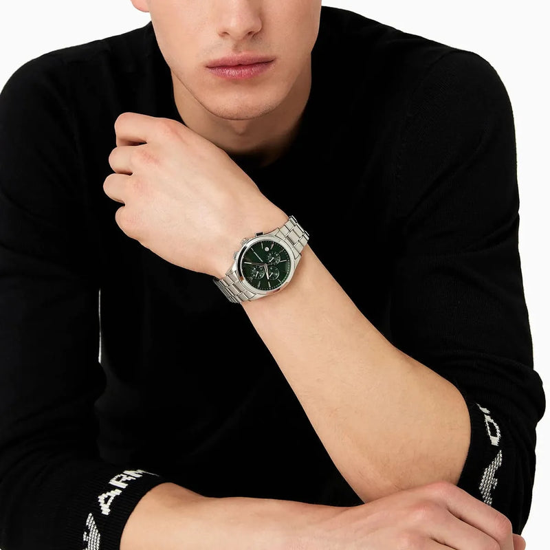 Emporio Armani Paolo Chronograph Green Dial Silver Steel Strap Watch For Men - AR11529 Buy Now By Emporio Armani