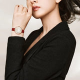 Emporio Armani Two-Hand Analog White Dial Red Leather Strap Watch For Women - AR11532 Buy Now By Emporio Armani