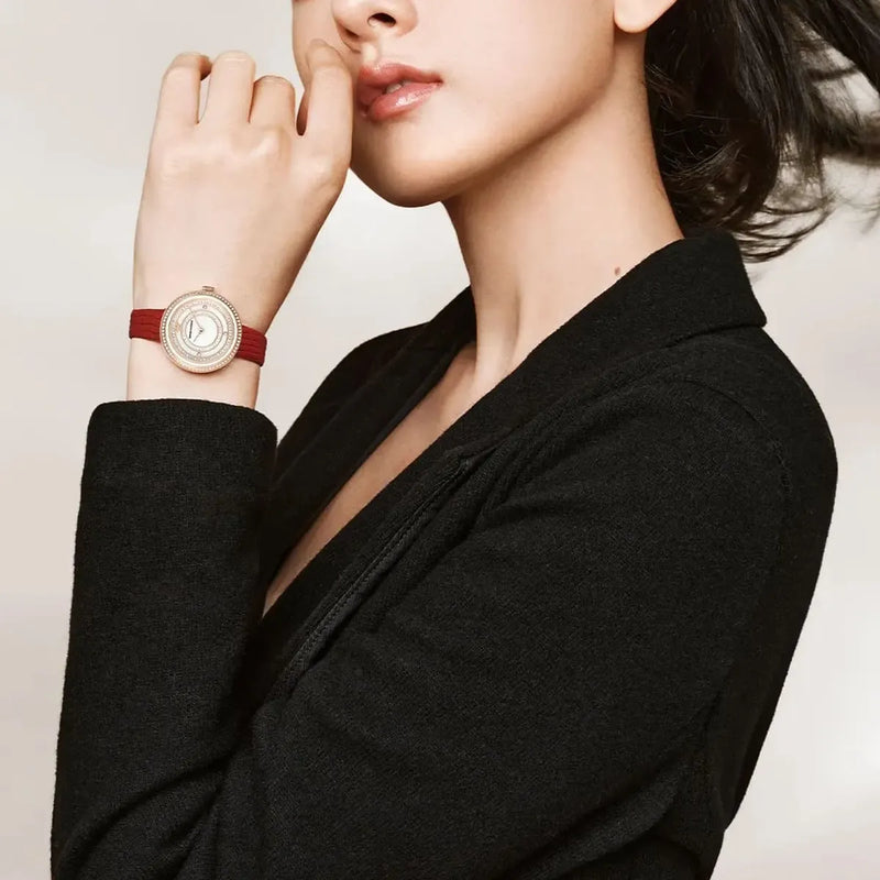 Emporio Armani Two-Hand Analog White Dial Red Leather Strap Watch For Women - AR11532 Buy Now By Emporio Armani